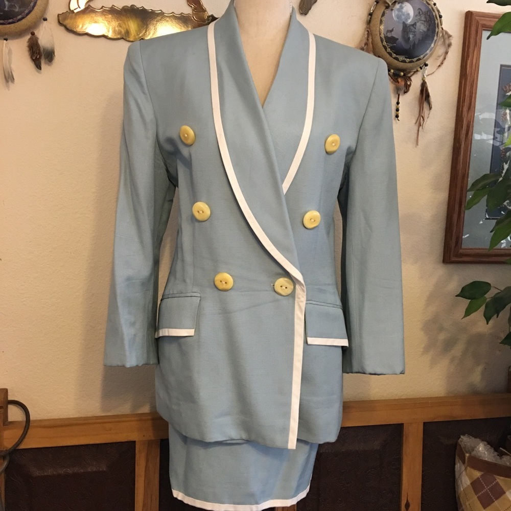 Vintage 80s Christian Dior tonal skirt suit 10 - Picture 3 of 9
